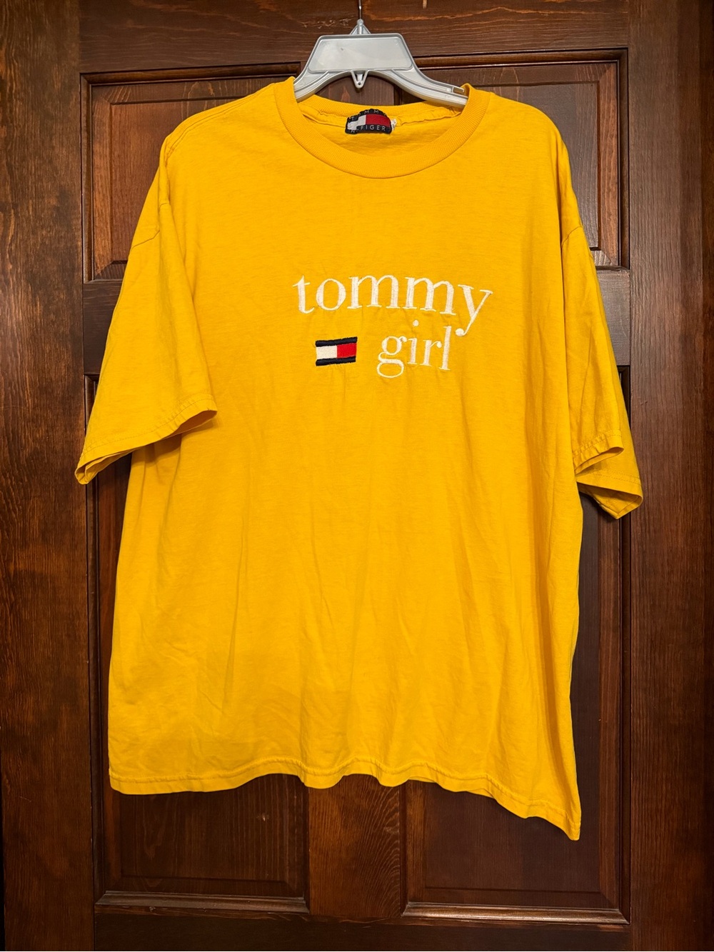 Vintage Tommy Hilfiger Tommy Girl Yellow Short Sleeve Tee Shirt Size Adult XL
